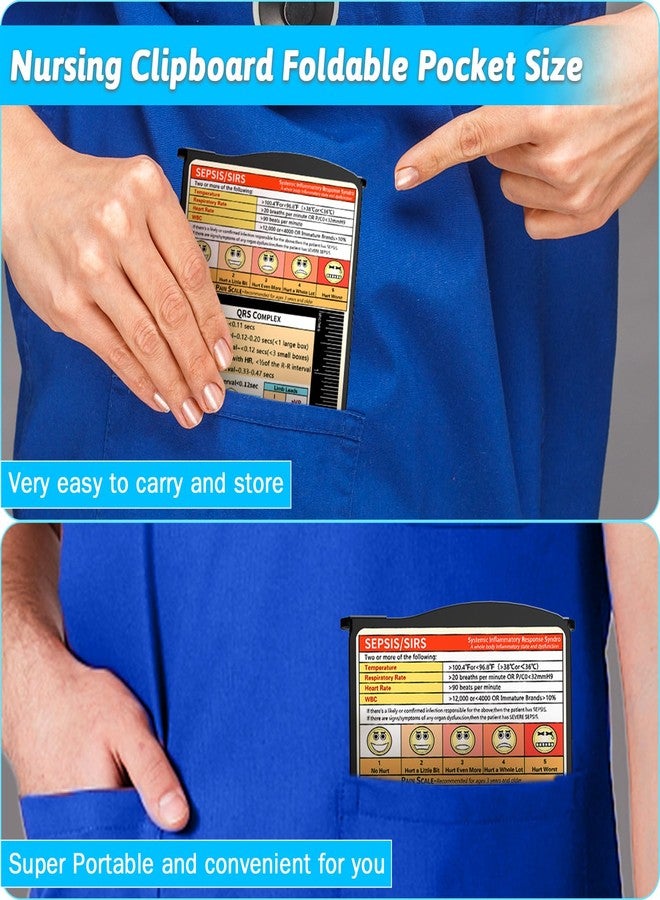 Trustnice Nursing Clipboard Foldable Clipboard Medical: Edition Cheat Sheets Aluminum 3 Layers Foldable Clipboards Nursing Pocket Size Profile Clip Nurse Clipboards Notepad for Nurses Students and Doctors - Image 2